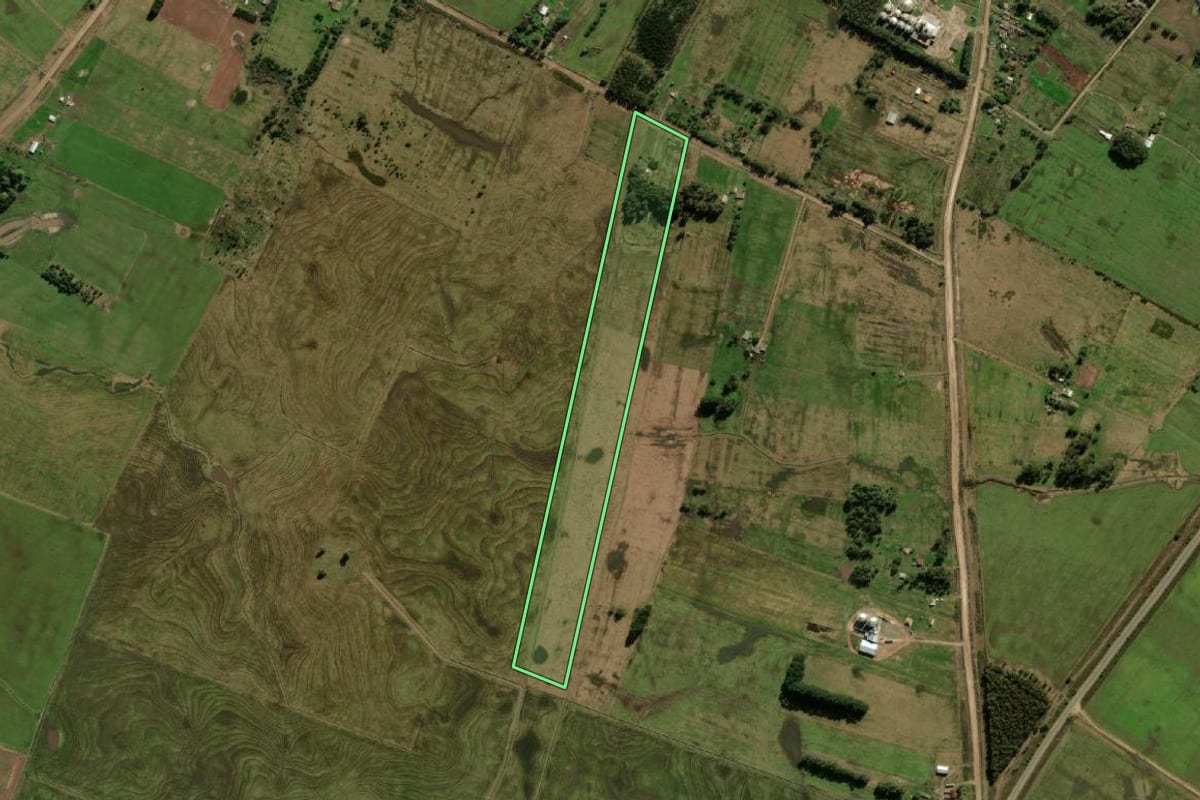 Imagem de satélite do imóvel rural em Santa Vitória do Palmar (RS), com o contorno declarado no CAR desenhado por cima.