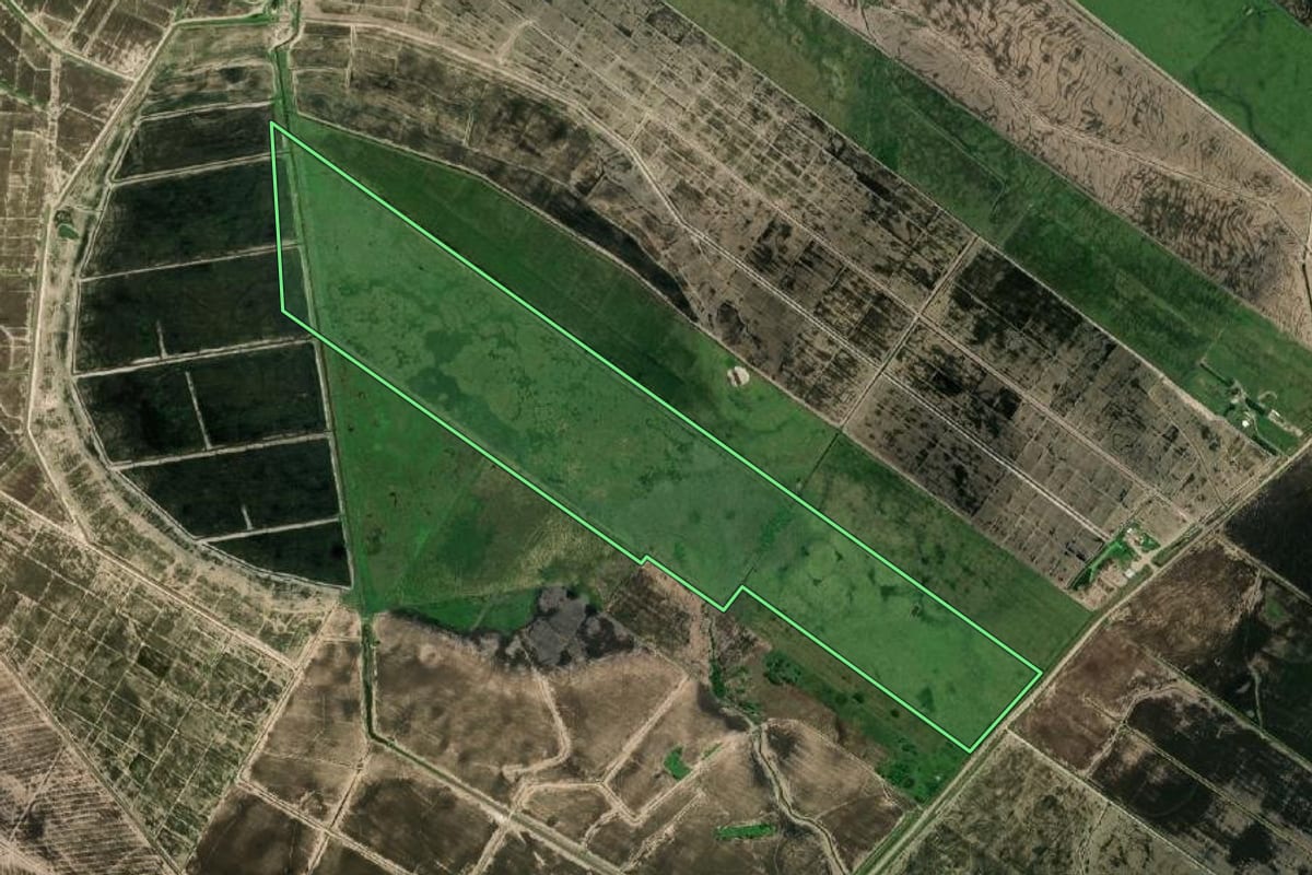 Imagem de satélite do imóvel rural em Santa Vitória do Palmar (RS), com o contorno declarado no CAR desenhado por cima.