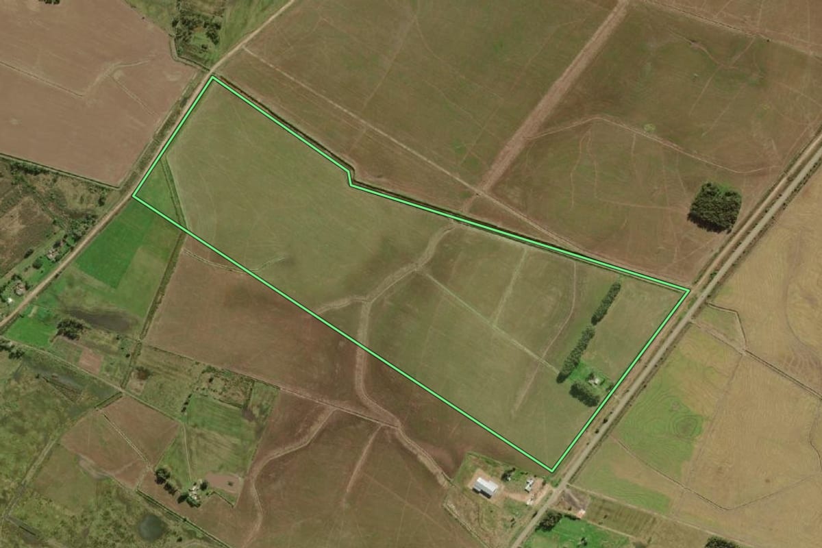 Imagem de satélite do imóvel rural em Santa Vitória do Palmar (RS), com o contorno declarado no CAR desenhado por cima.