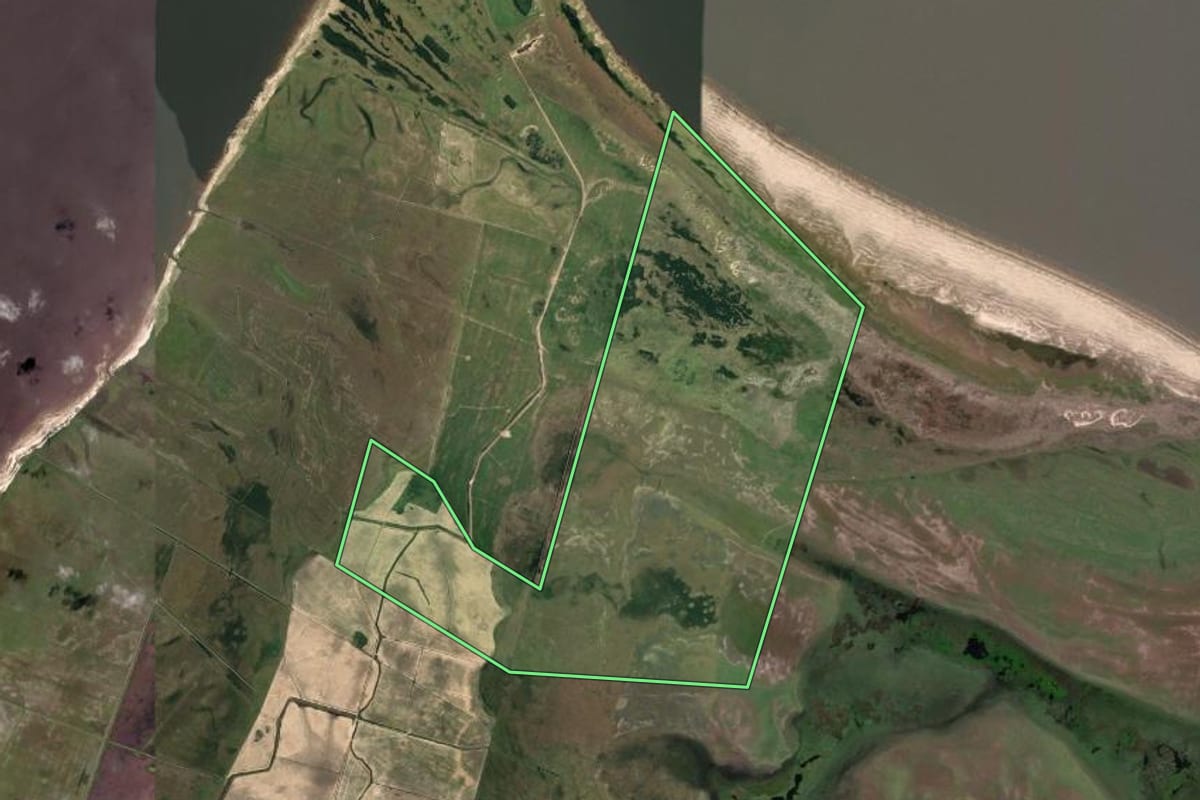 Imagem de satélite do imóvel rural em Santa Vitória do Palmar (RS), com o contorno declarado no CAR desenhado por cima.