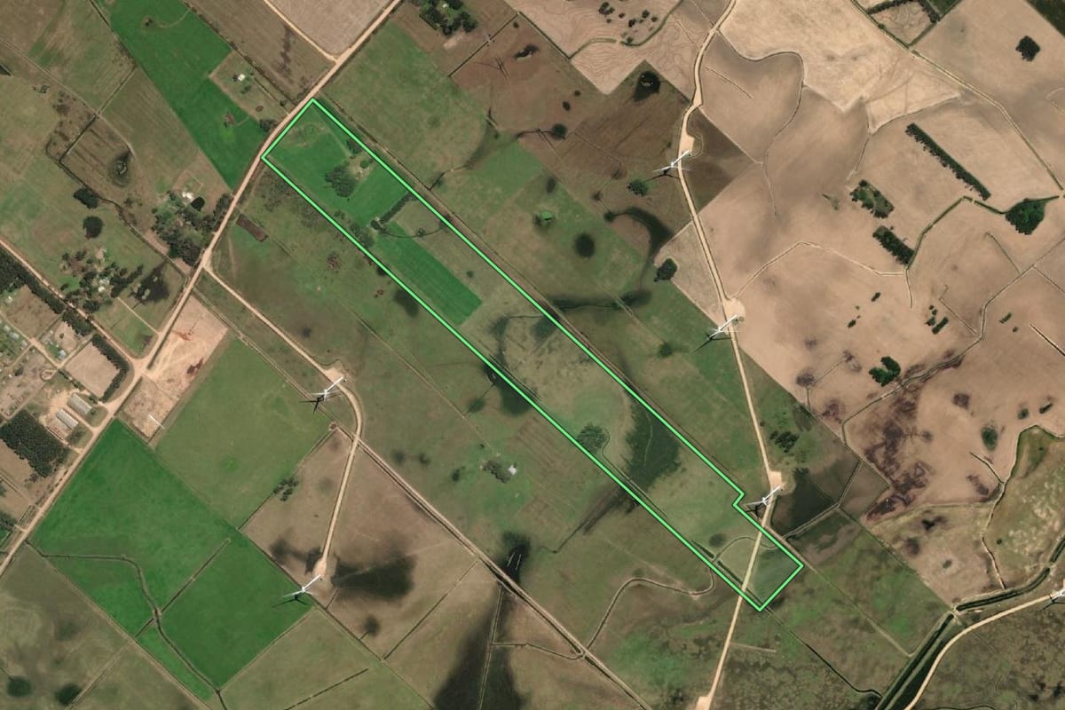 Imagem de satélite do imóvel rural em Santa Vitória do Palmar (RS), com o contorno declarado no CAR desenhado por cima.