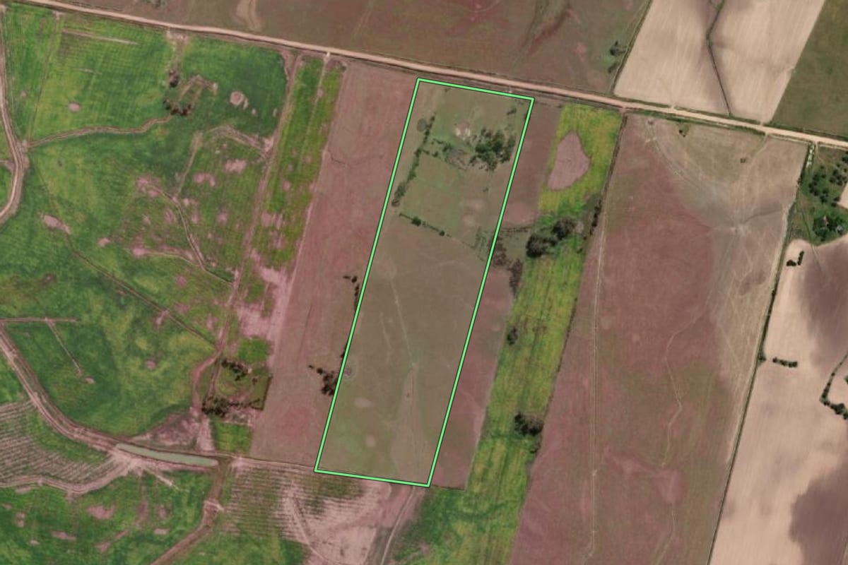 Imagem de satélite do imóvel rural em Santa Vitória do Palmar (RS), com o contorno declarado no CAR desenhado por cima.