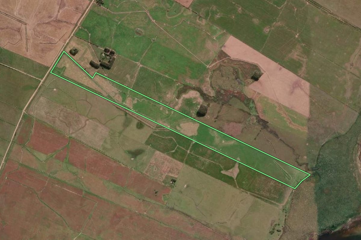Imagem de satélite do imóvel rural em Santa Vitória do Palmar (RS), com o contorno declarado no CAR desenhado por cima.