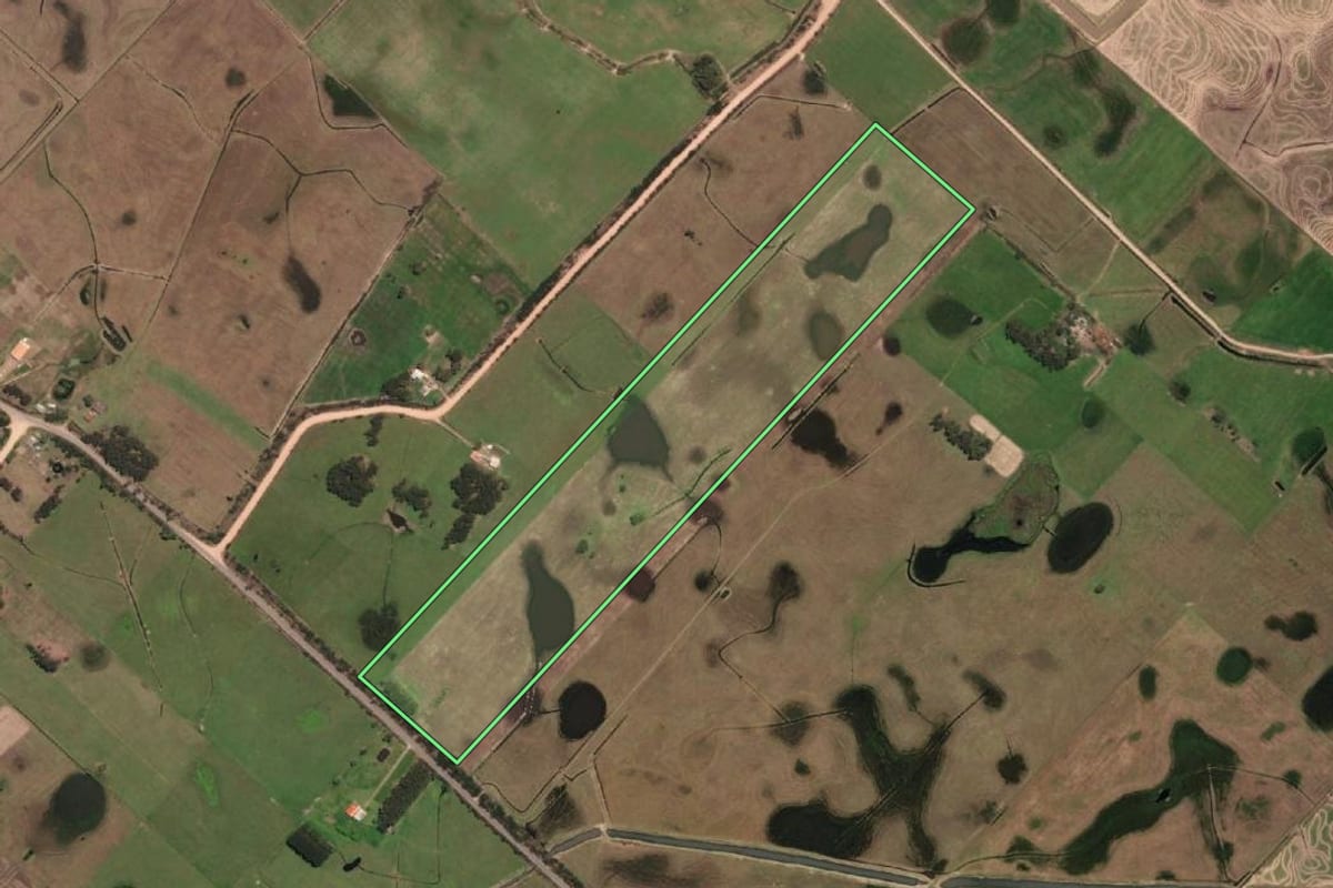 Imagem de satélite do imóvel rural em Santa Vitória do Palmar (RS), com o contorno declarado no CAR desenhado por cima.