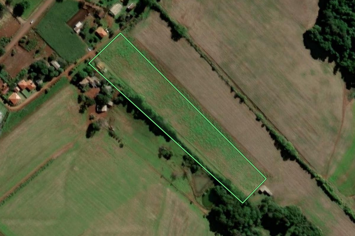 Imagem de satélite do imóvel rural em Santo Ângelo (RS), com o contorno declarado no CAR desenhado por cima.