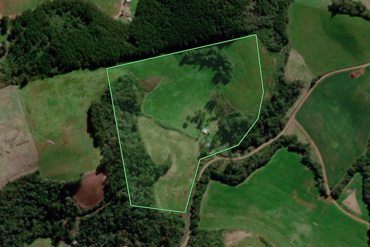 Imagem de satélite do imóvel rural em Santo Antônio do Palma (RS), com o contorno declarado no CAR desenhado por cima.