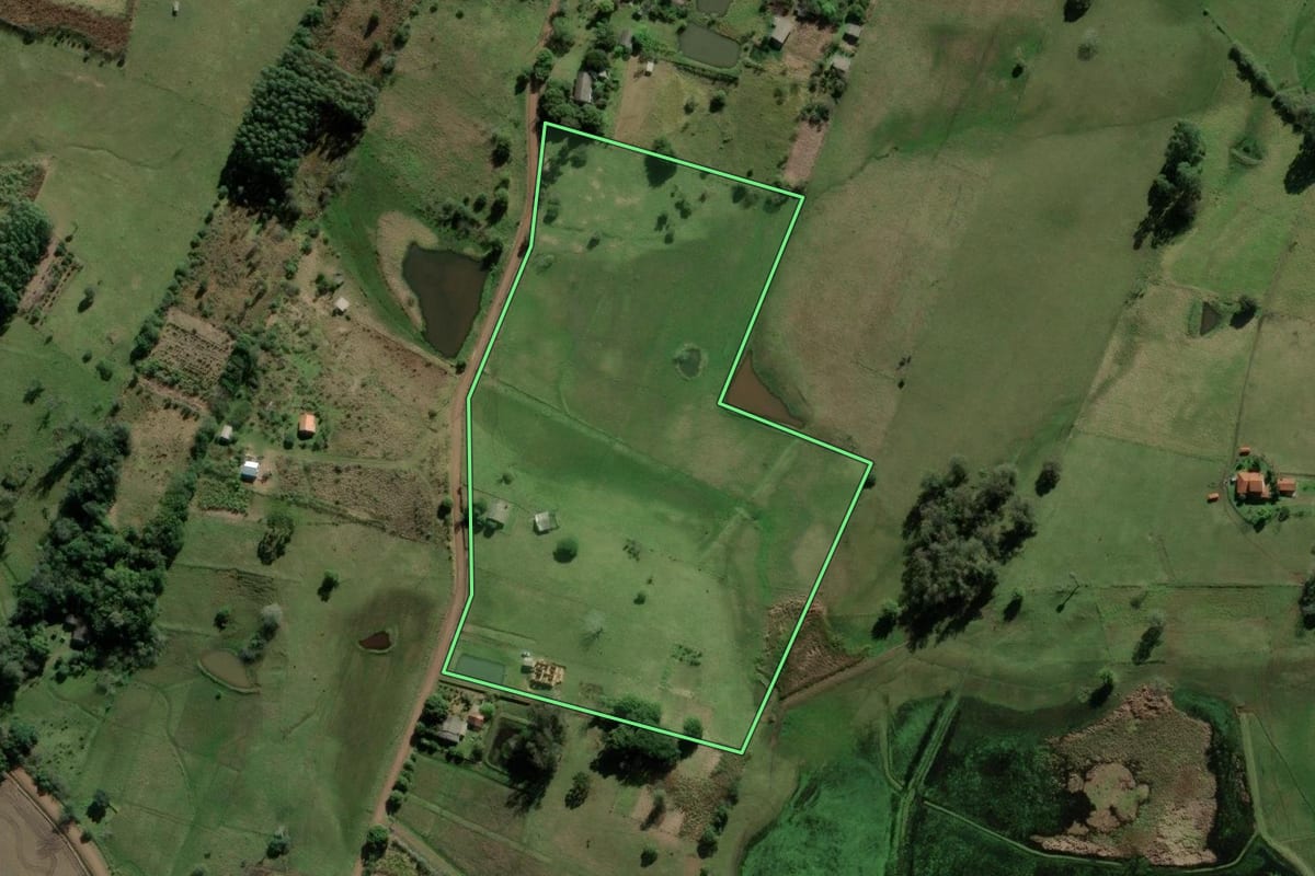 Imagem de satélite do imóvel rural em Santo Antônio da Patrulha (RS), com o contorno declarado no CAR desenhado por cima.