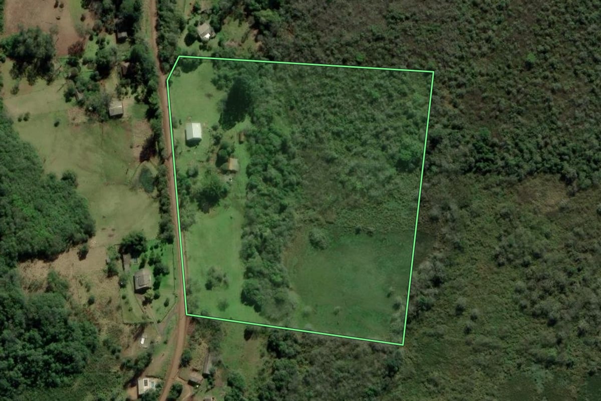Imagem de satélite do imóvel rural em Santo Antônio da Patrulha (RS), com o contorno declarado no CAR desenhado por cima.