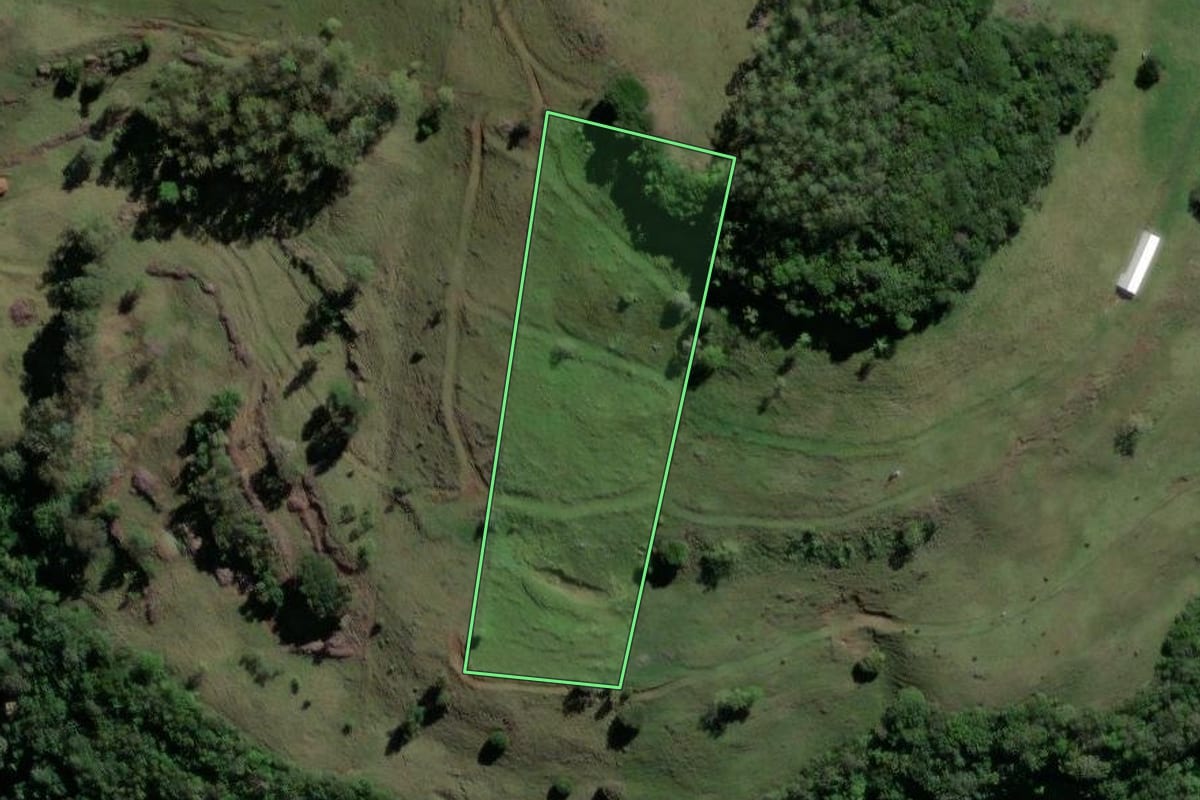 Imagem de satélite do imóvel rural em Santo Antônio da Patrulha (RS), com o contorno declarado no CAR desenhado por cima.