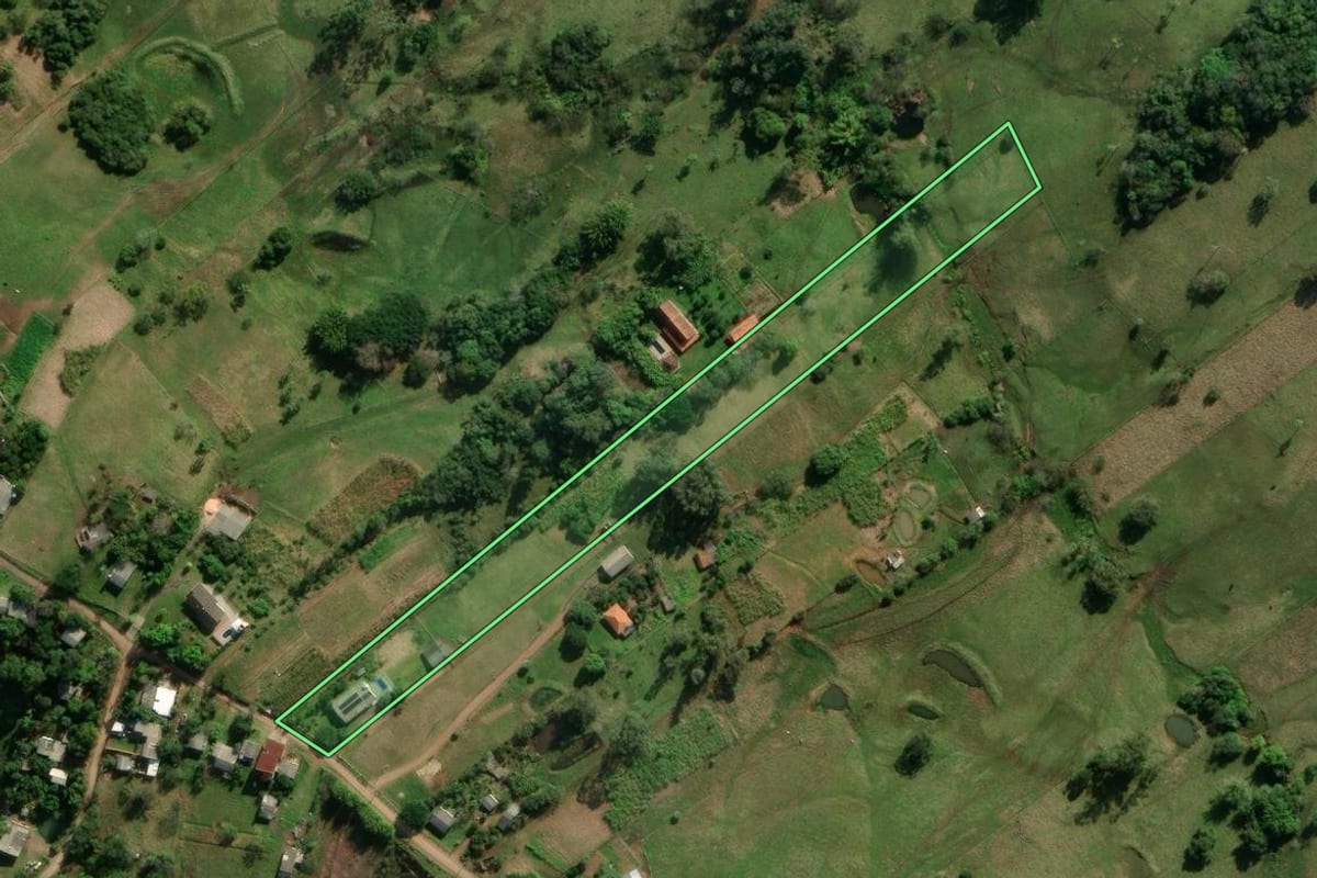 Imagem de satélite do imóvel rural em Santo Antônio da Patrulha (RS), com o contorno declarado no CAR desenhado por cima.