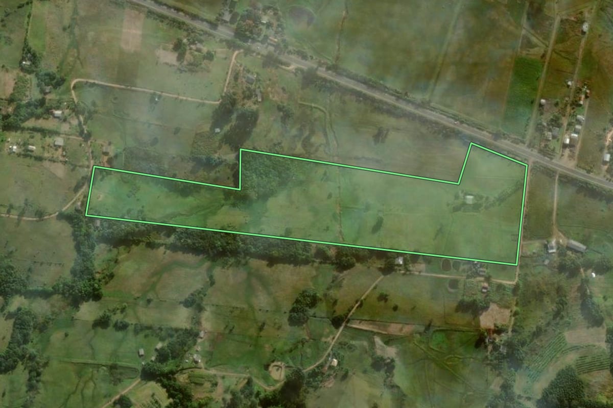 Imagem de satélite do imóvel rural em Santo Antônio da Patrulha (RS), com o contorno declarado no CAR desenhado por cima.