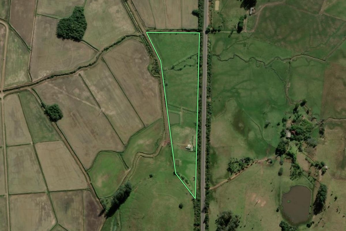 Imagem de satélite do imóvel rural em Santo Antônio da Patrulha (RS), com o contorno declarado no CAR desenhado por cima.