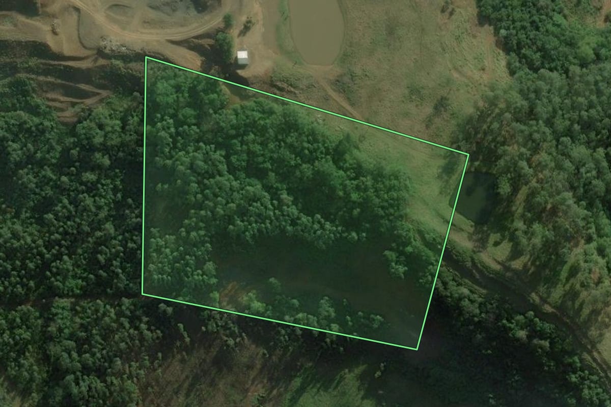 Imagem de satélite do imóvel rural em Santo Antônio da Patrulha (RS), com o contorno declarado no CAR desenhado por cima.