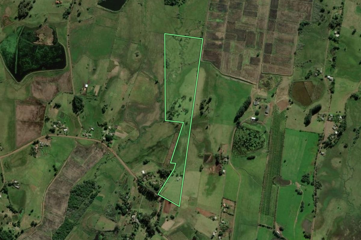 Imagem de satélite do imóvel rural em Santo Antônio da Patrulha (RS), com o contorno declarado no CAR desenhado por cima.