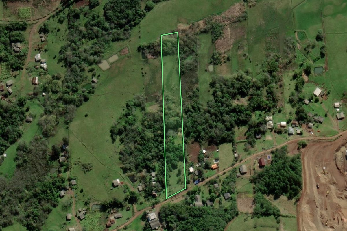 Imagem de satélite do imóvel rural em Santo Antônio da Patrulha (RS), com o contorno declarado no CAR desenhado por cima.