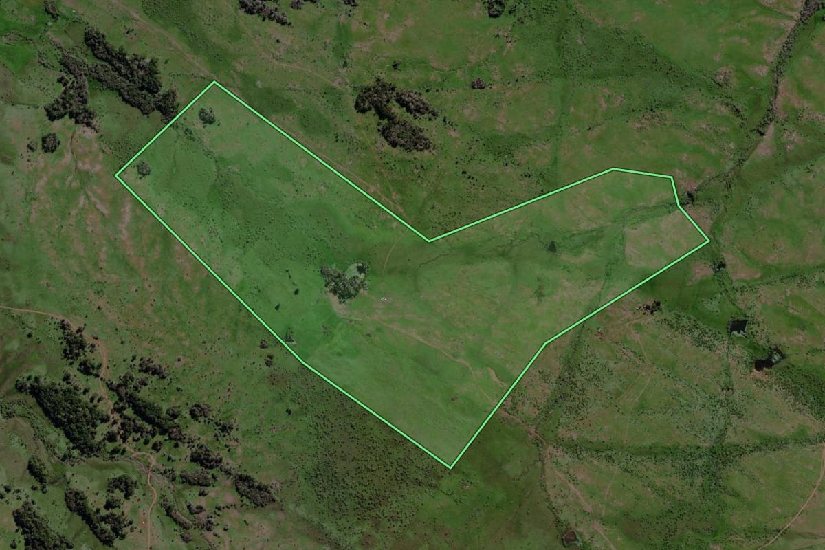 Imagem de satélite do imóvel rural em Santo Antônio das Missões (RS), com o contorno declarado no CAR desenhado por cima.