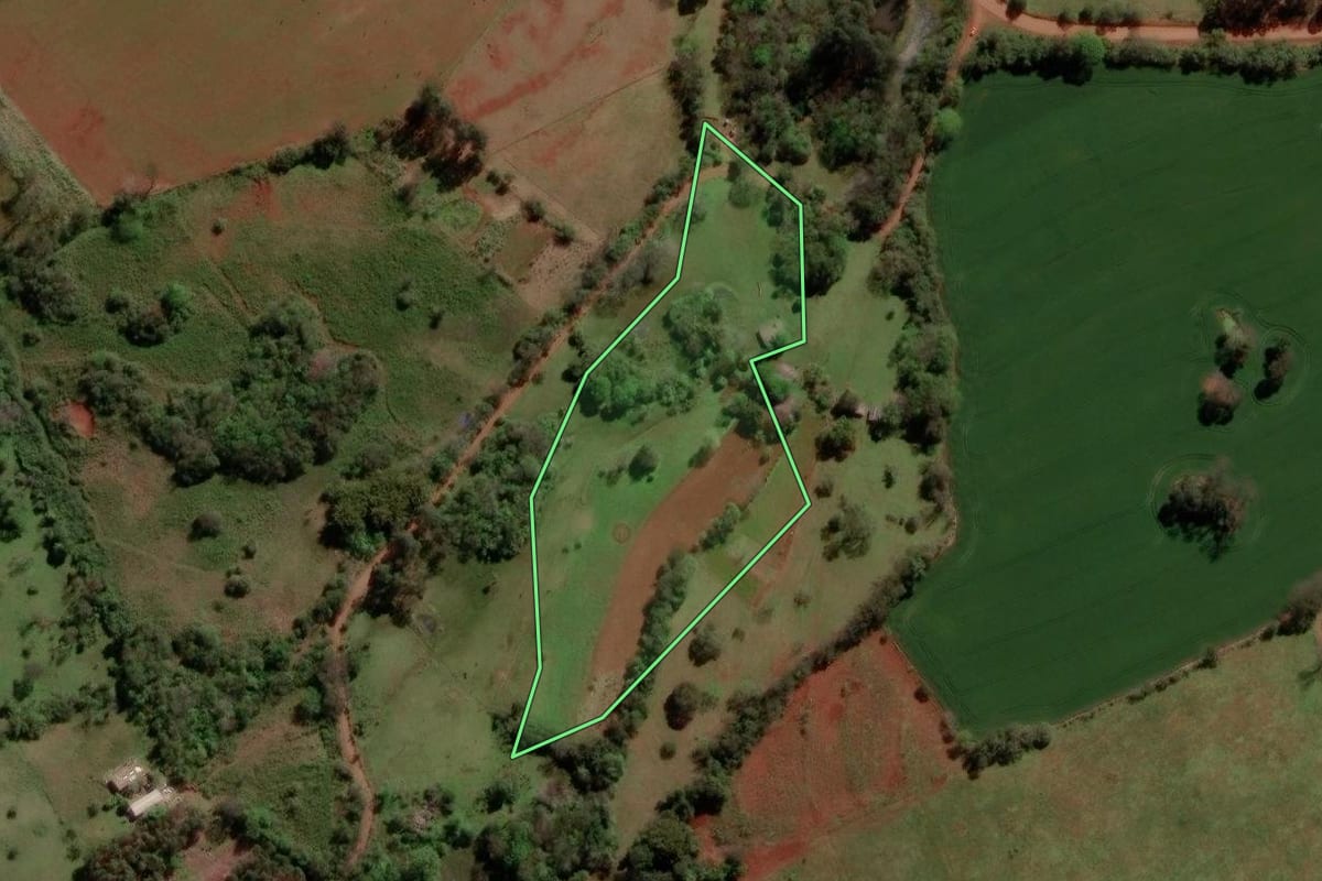 Imagem de satélite do imóvel rural em Santo Antônio das Missões (RS), com o contorno declarado no CAR desenhado por cima.