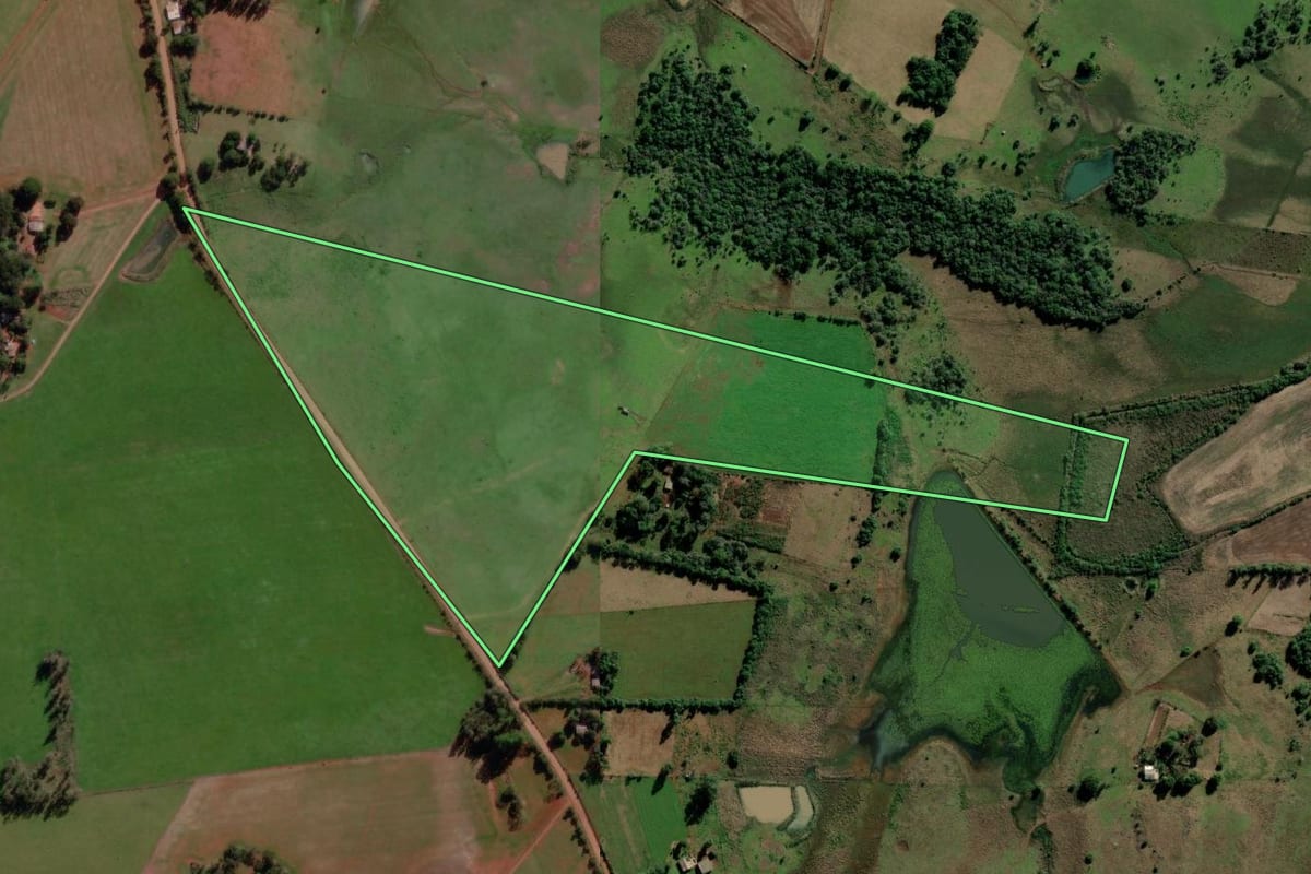 Imagem de satélite do imóvel rural em Santo Antônio das Missões (RS), com o contorno declarado no CAR desenhado por cima.