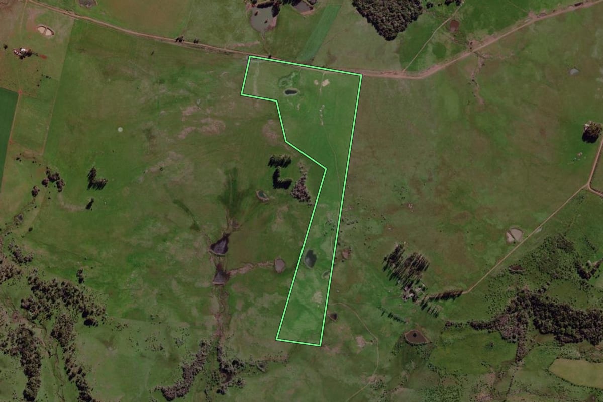 Imagem de satélite do imóvel rural em Santo Antônio das Missões (RS), com o contorno declarado no CAR desenhado por cima.