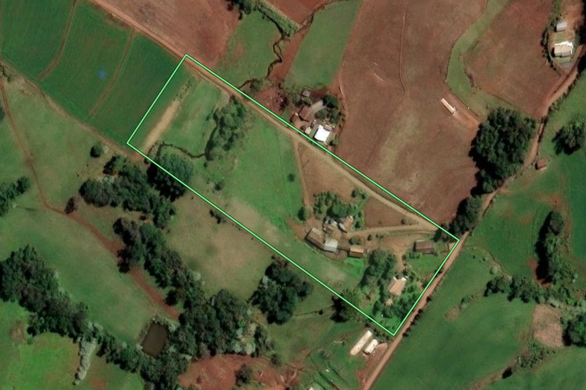 Imagem de satélite do imóvel rural em Santo Cristo (RS), com o contorno declarado no CAR desenhado por cima.
