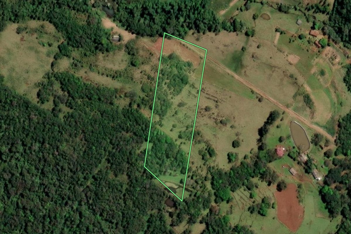 Imagem de satélite do imóvel rural em Santo Cristo (RS), com o contorno declarado no CAR desenhado por cima.