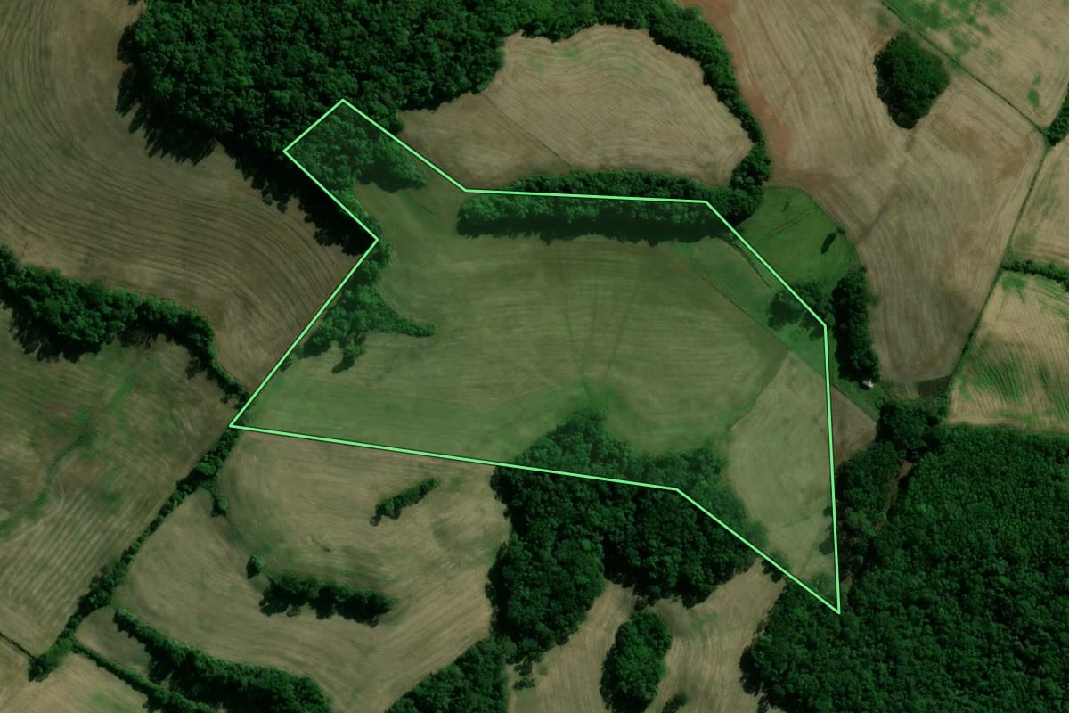 Imagem de satélite do imóvel rural em Santo Expedito do Sul (RS), com o contorno declarado no CAR desenhado por cima.