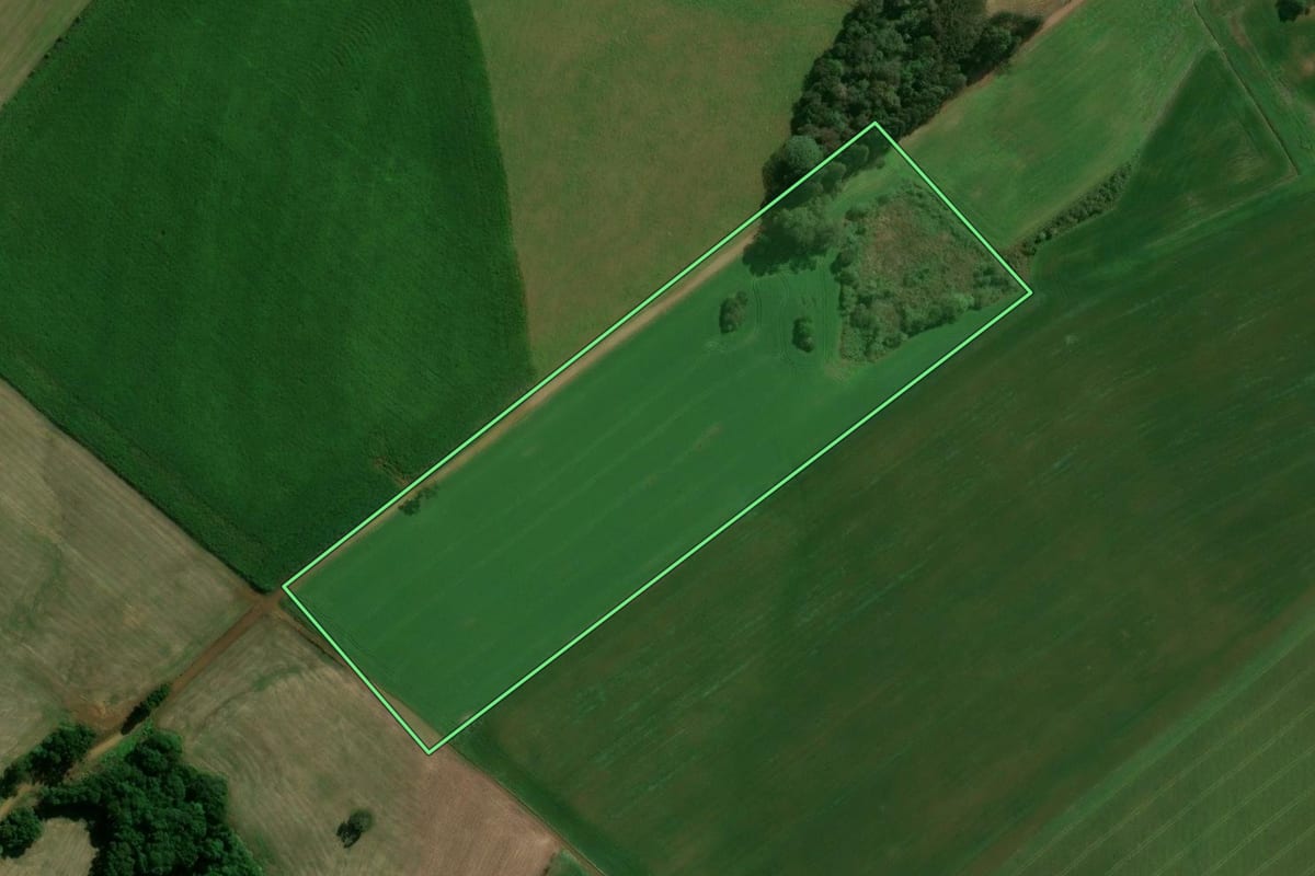 Imagem de satélite do imóvel rural em Santo Expedito do Sul (RS), com o contorno declarado no CAR desenhado por cima.
