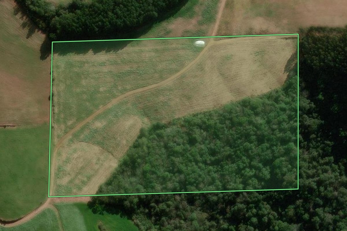 Imagem de satélite do imóvel rural em São Domingos do Sul (RS), com o contorno declarado no CAR desenhado por cima.