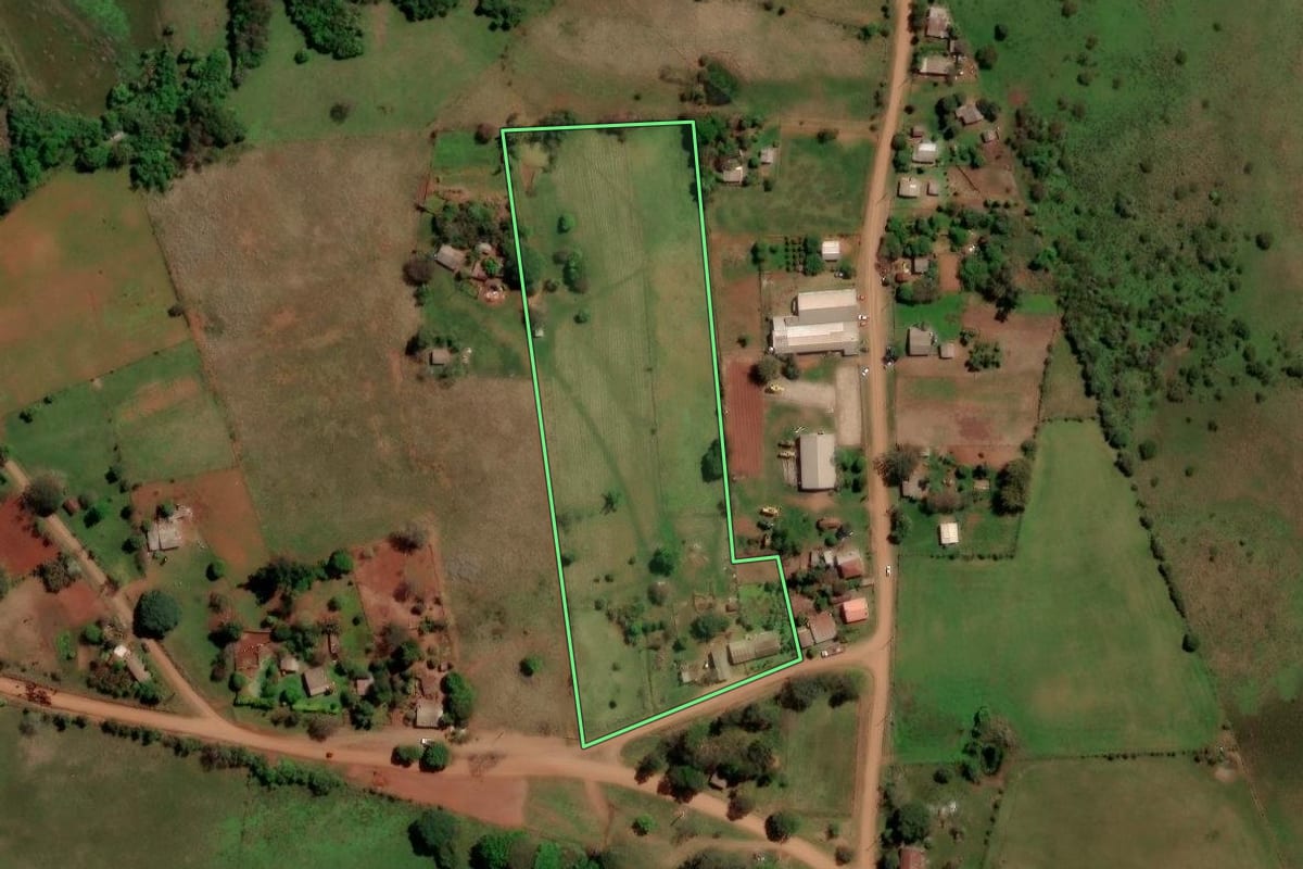 Imagem de satélite do imóvel rural em São Francisco de Assis (RS), com o contorno declarado no CAR desenhado por cima.