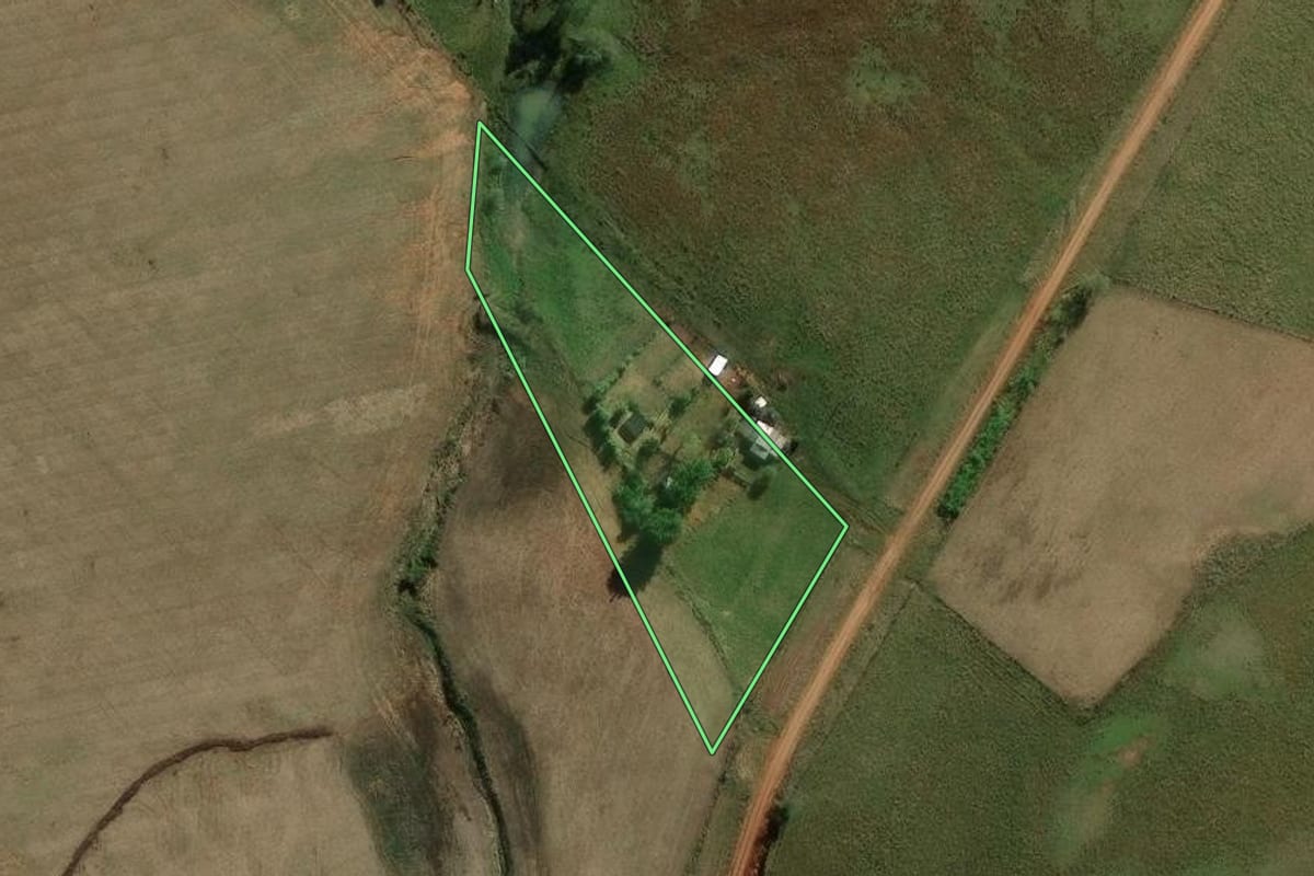 Imagem de satélite do imóvel rural em São Francisco de Assis (RS), com o contorno declarado no CAR desenhado por cima.