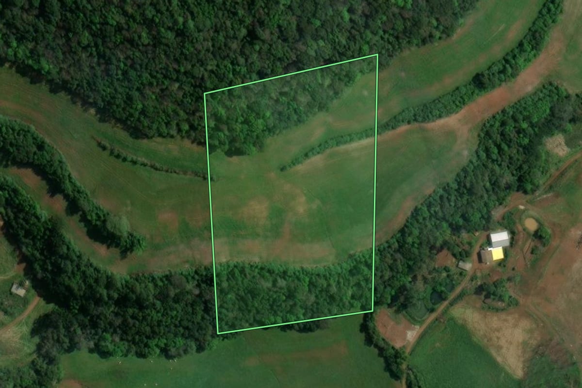 Imagem de satélite do imóvel rural em São João da Urtiga (RS), com o contorno declarado no CAR desenhado por cima.