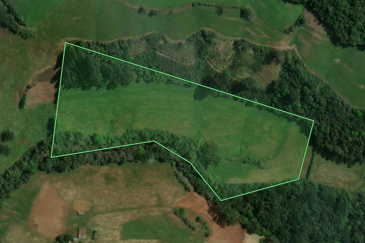 Imagem de satélite do imóvel rural em São João da Urtiga (RS), com o contorno declarado no CAR desenhado por cima.