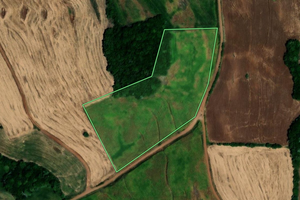 Imagem de satélite do imóvel rural em São José das Missões (RS), com o contorno declarado no CAR desenhado por cima.