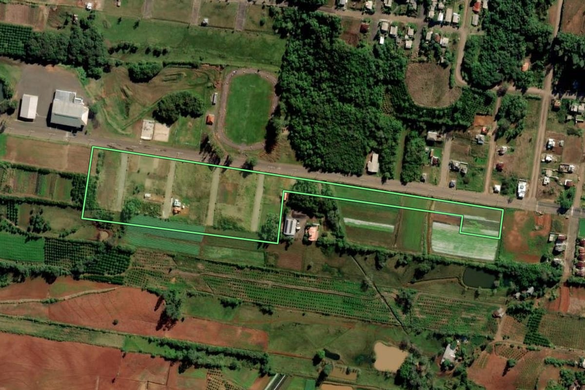 Imagem de satélite do imóvel rural em São José do Hortêncio (RS), com o contorno declarado no CAR desenhado por cima.