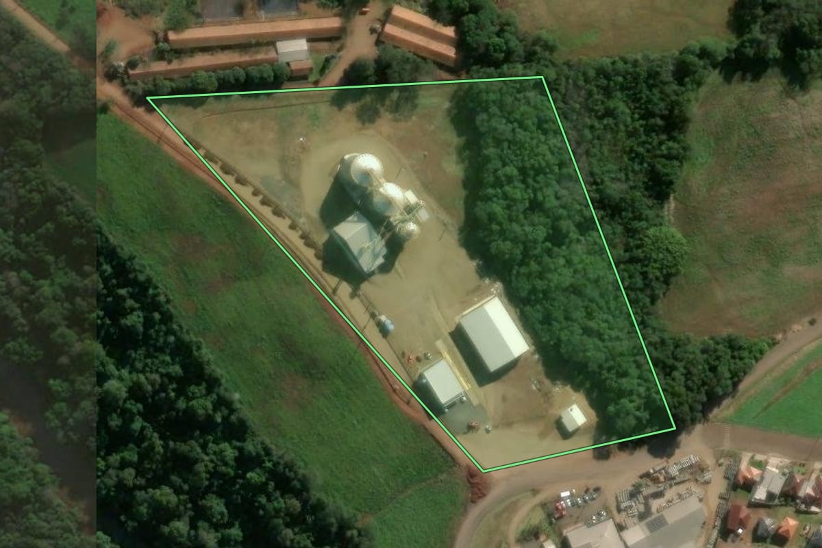 Imagem de satélite do imóvel rural em São José do Inhacorá (RS), com o contorno declarado no CAR desenhado por cima.