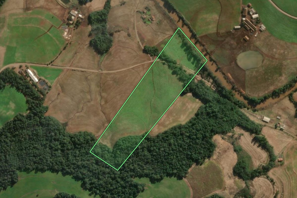 Imagem de satélite do imóvel rural em São José do Inhacorá (RS), com o contorno declarado no CAR desenhado por cima.