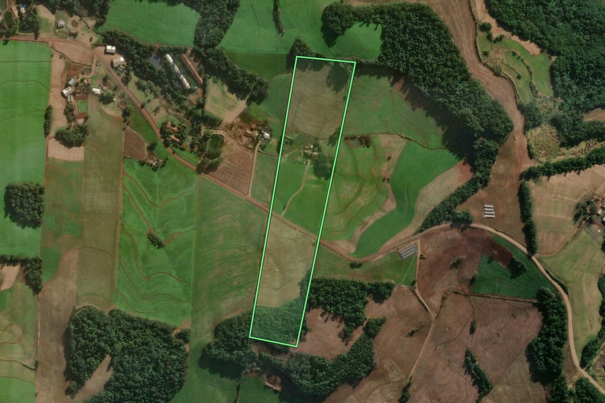 Imagem de satélite do imóvel rural em São José do Inhacorá (RS), com o contorno declarado no CAR desenhado por cima.