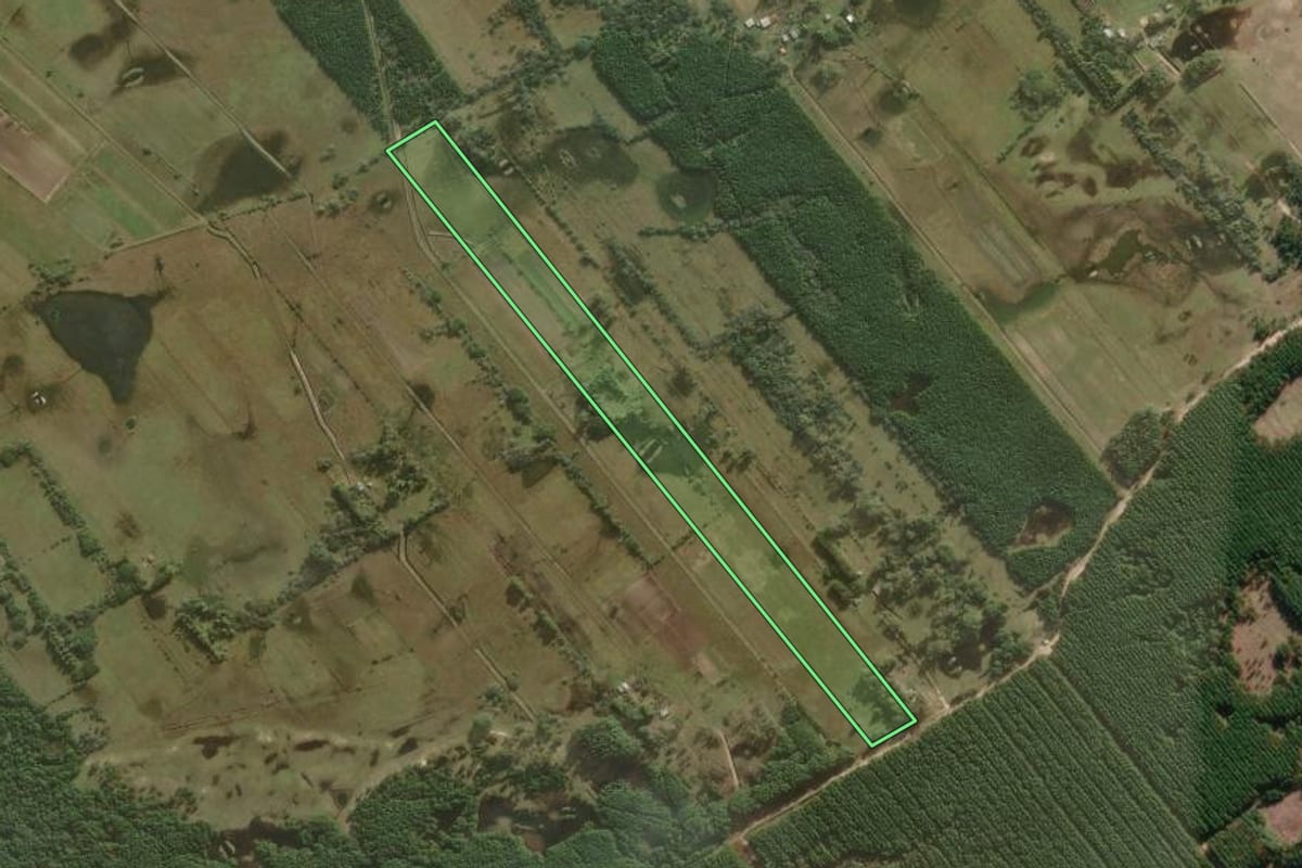 Imagem de satélite do imóvel rural em São José do Norte (RS), com o contorno declarado no CAR desenhado por cima.