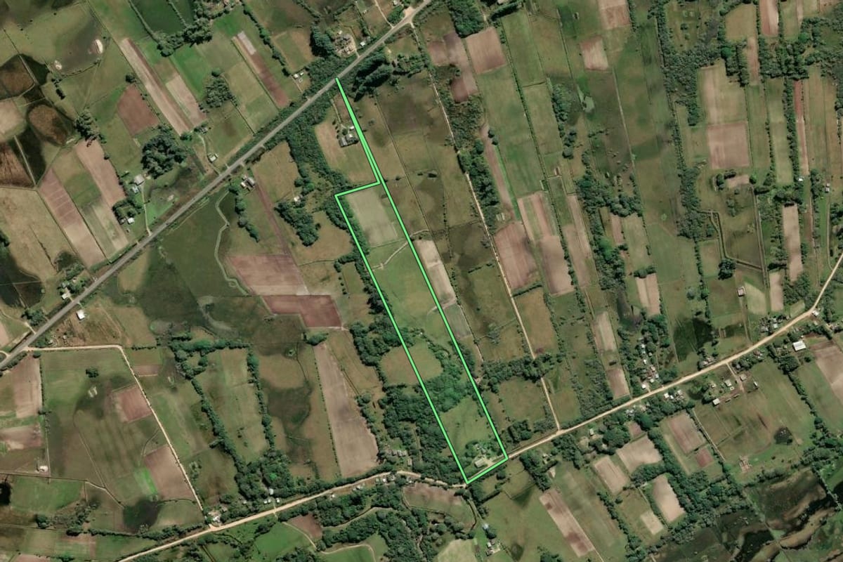 Imagem de satélite do imóvel rural em São José do Norte (RS), com o contorno declarado no CAR desenhado por cima.