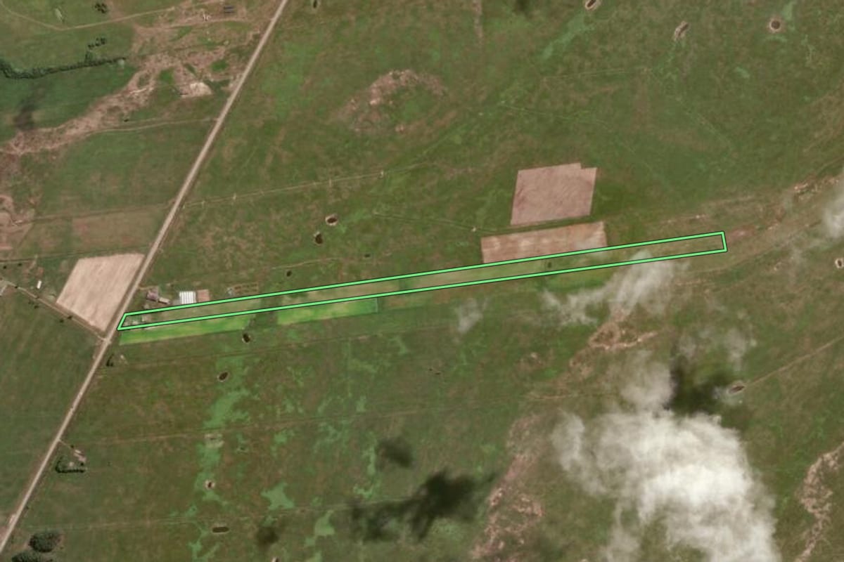Imagem de satélite do imóvel rural em São José do Norte (RS), com o contorno declarado no CAR desenhado por cima.