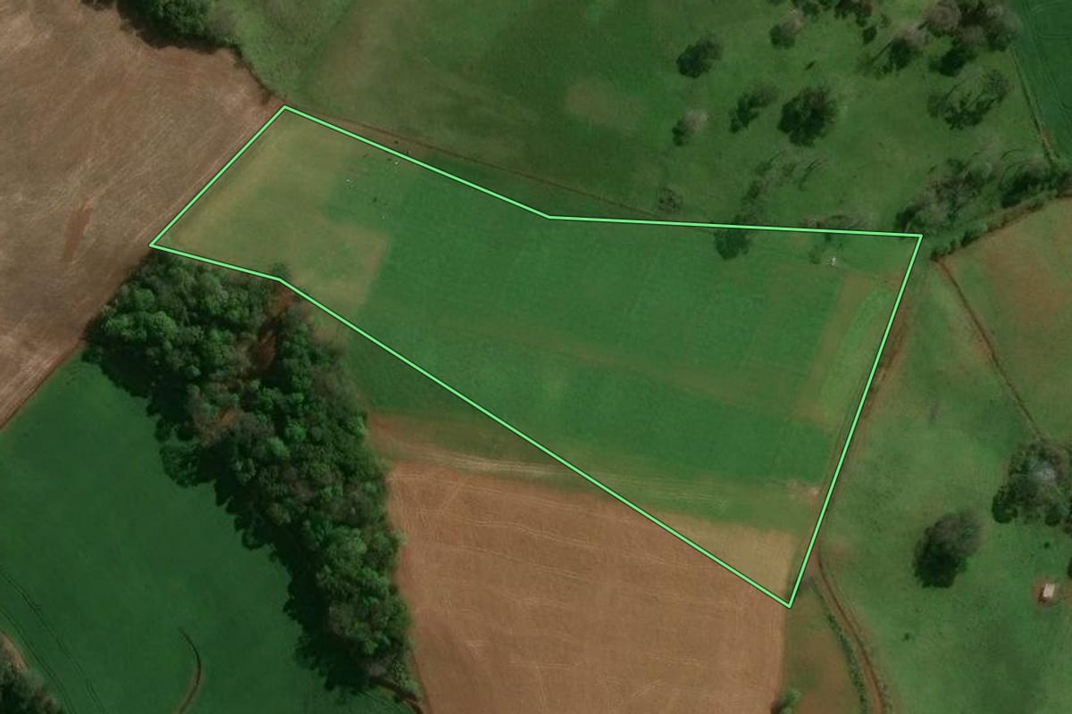 Imagem de satélite do imóvel rural em São José do Ouro (RS), com o contorno declarado no CAR desenhado por cima.