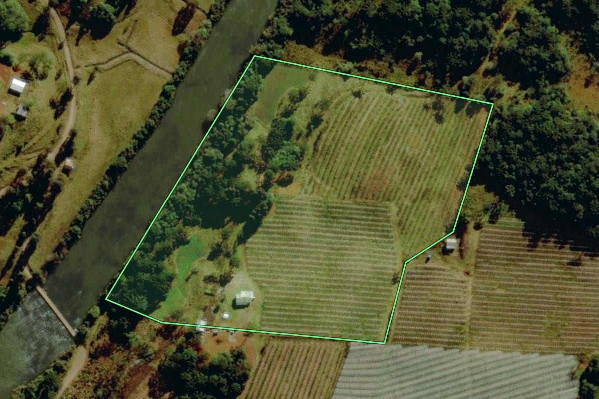 Imagem de satélite do imóvel rural em São José dos Ausentes (RS), com o contorno declarado no CAR desenhado por cima.