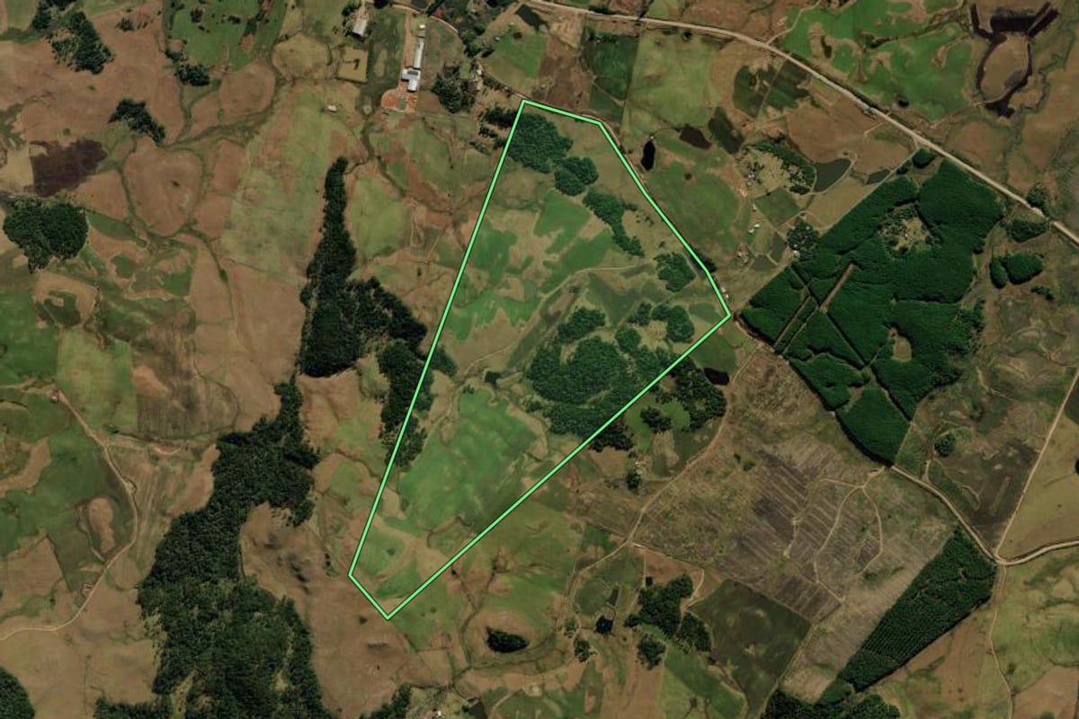 Imagem de satélite do imóvel rural em São José dos Ausentes (RS), com o contorno declarado no CAR desenhado por cima.