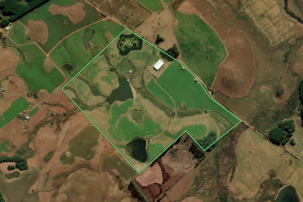 Imagem de satélite do imóvel rural em São José dos Ausentes (RS), com o contorno declarado no CAR desenhado por cima.