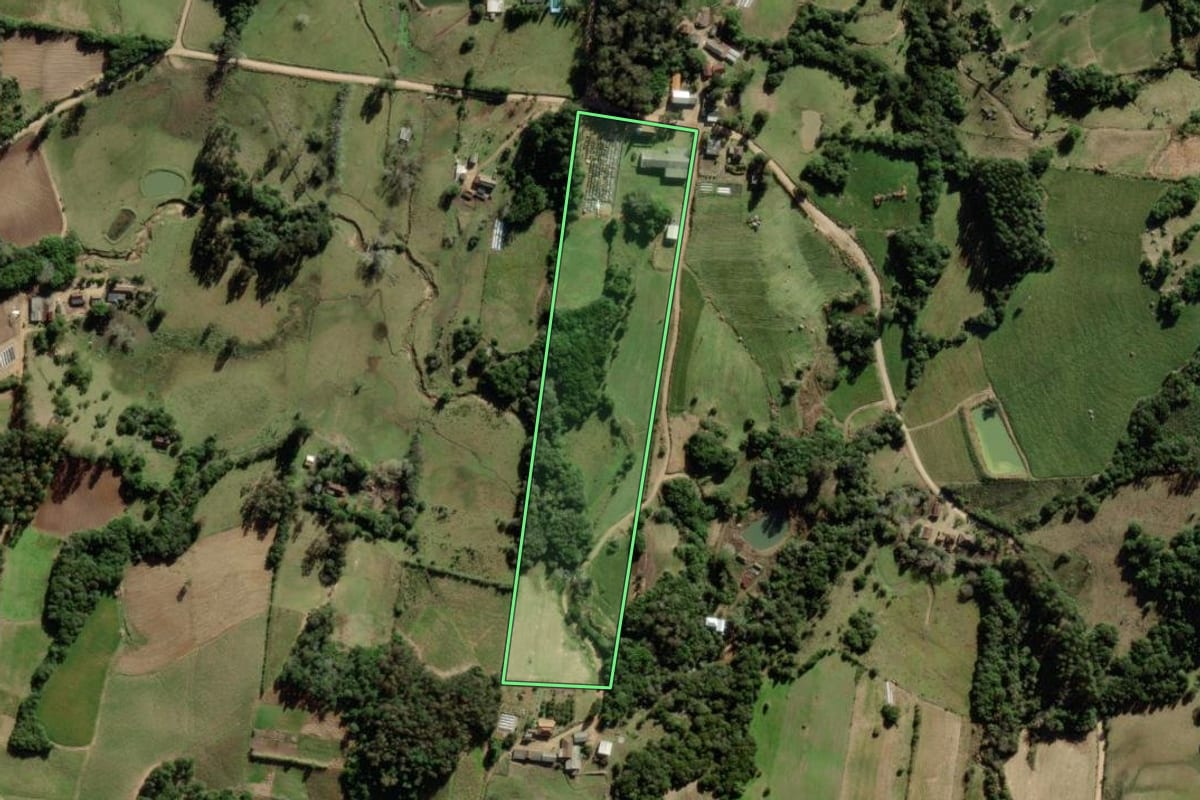 Imagem de satélite do imóvel rural em São Lourenço do Sul (RS), com o contorno declarado no CAR desenhado por cima.