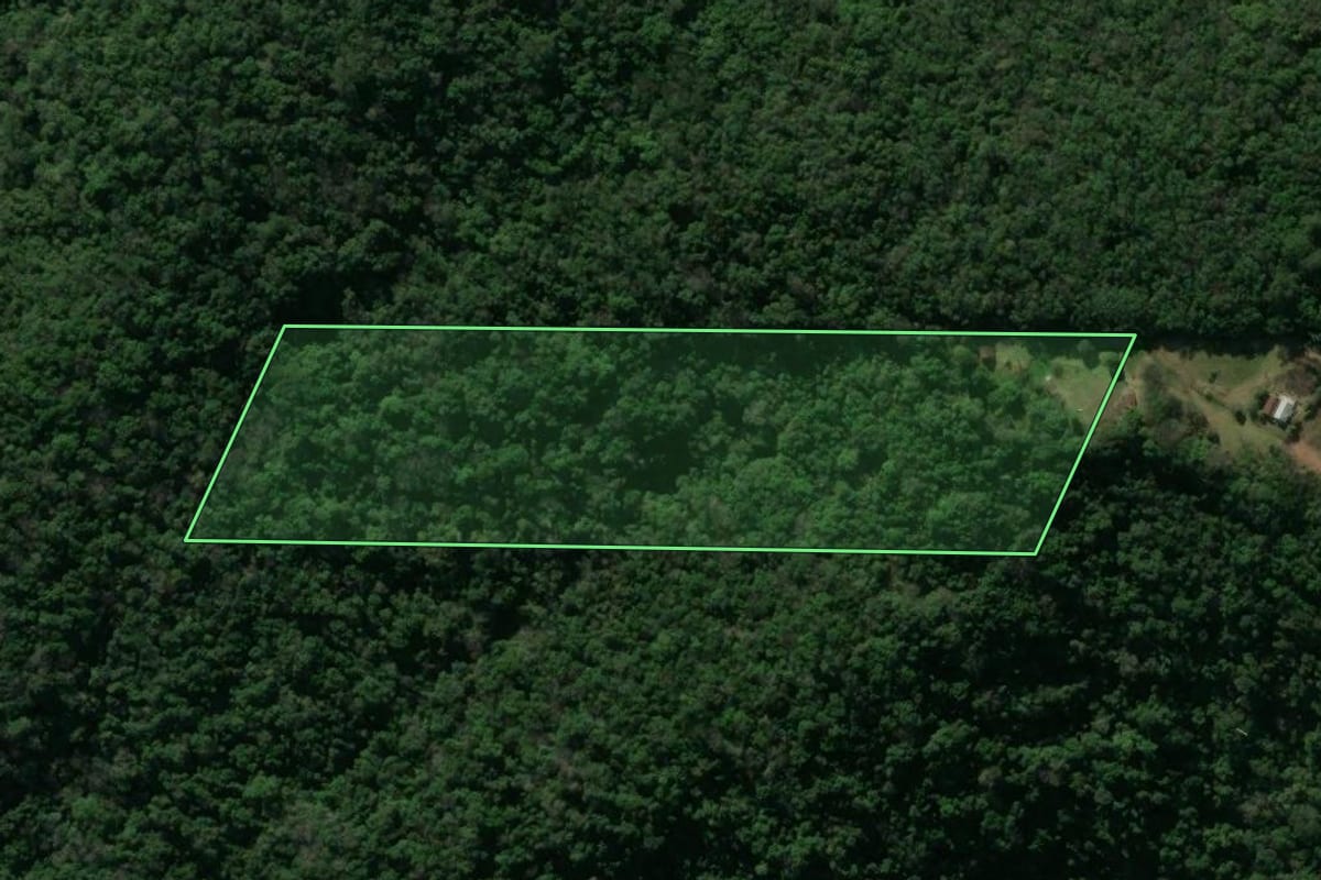 Imagem de satélite do imóvel rural em São Marcos (RS), com o contorno declarado no CAR desenhado por cima.
