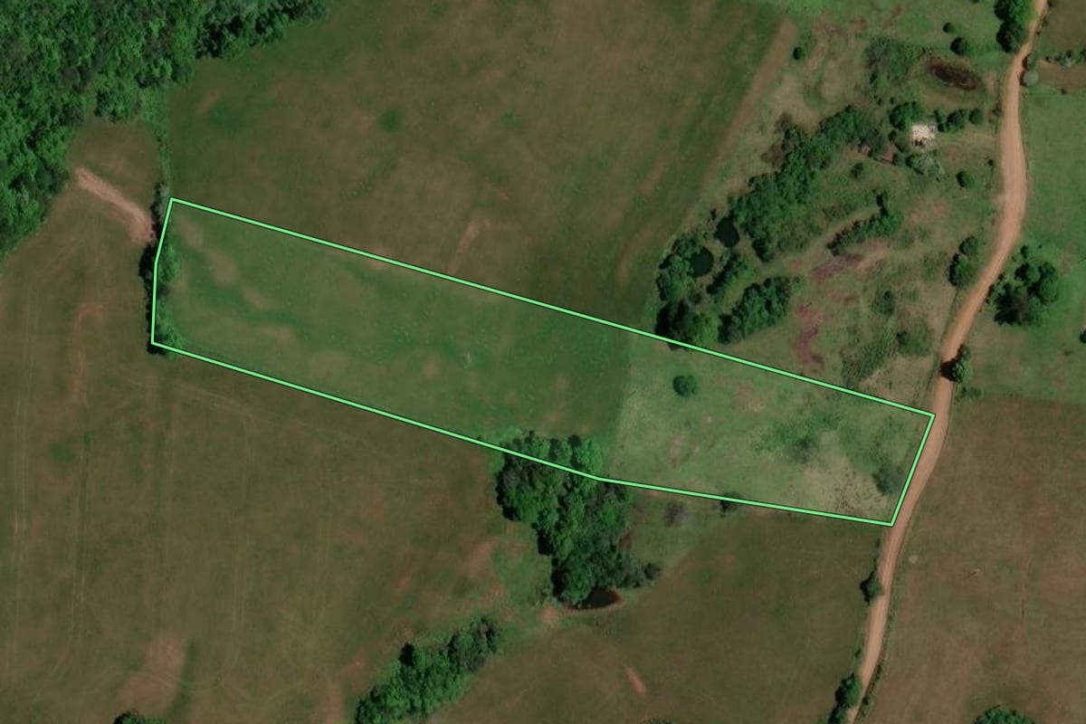 Imagem de satélite do imóvel rural em São Pedro do Sul (RS), com o contorno declarado no CAR desenhado por cima.