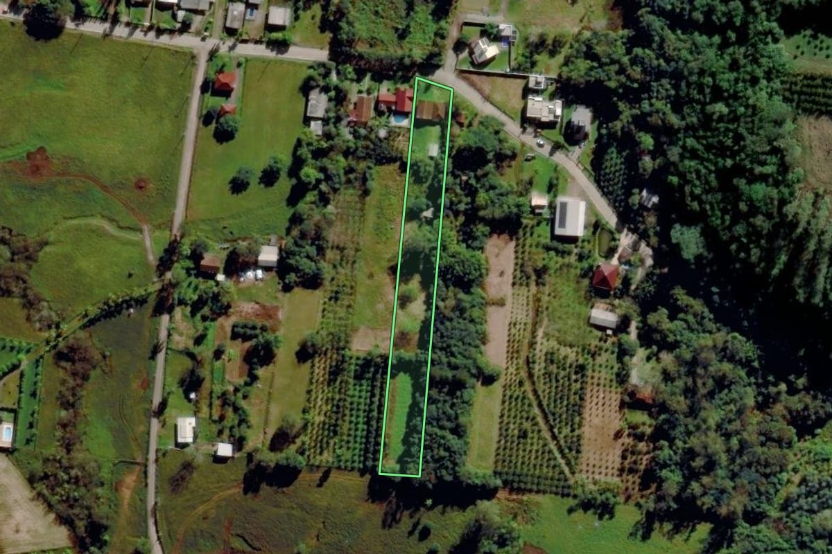 Imagem de satélite do imóvel rural em São Sebastião do Caí (RS), com o contorno declarado no CAR desenhado por cima.
