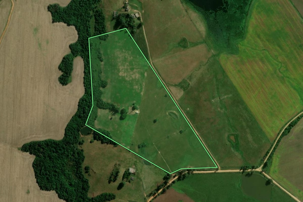 Imagem de satélite do imóvel rural em São Sepé (RS), com o contorno declarado no CAR desenhado por cima.