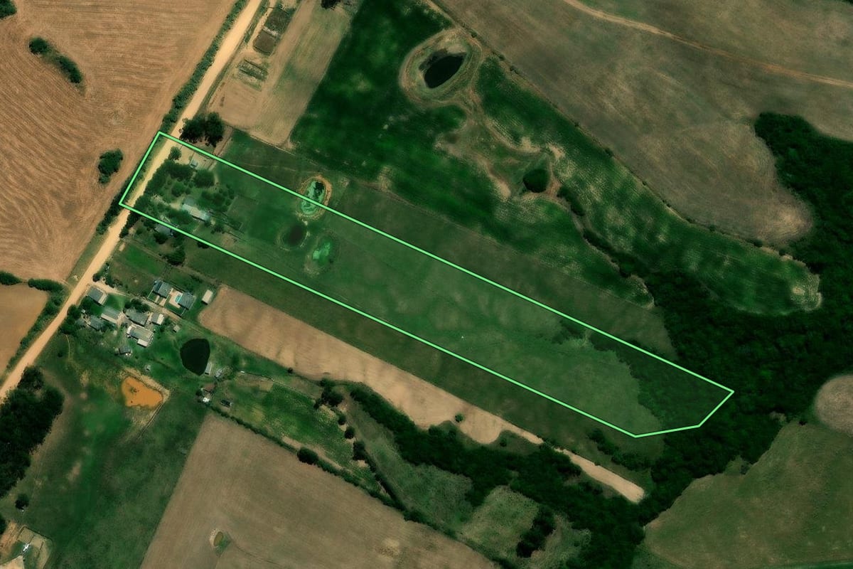 Imagem de satélite do imóvel rural em São Sepé (RS), com o contorno declarado no CAR desenhado por cima.